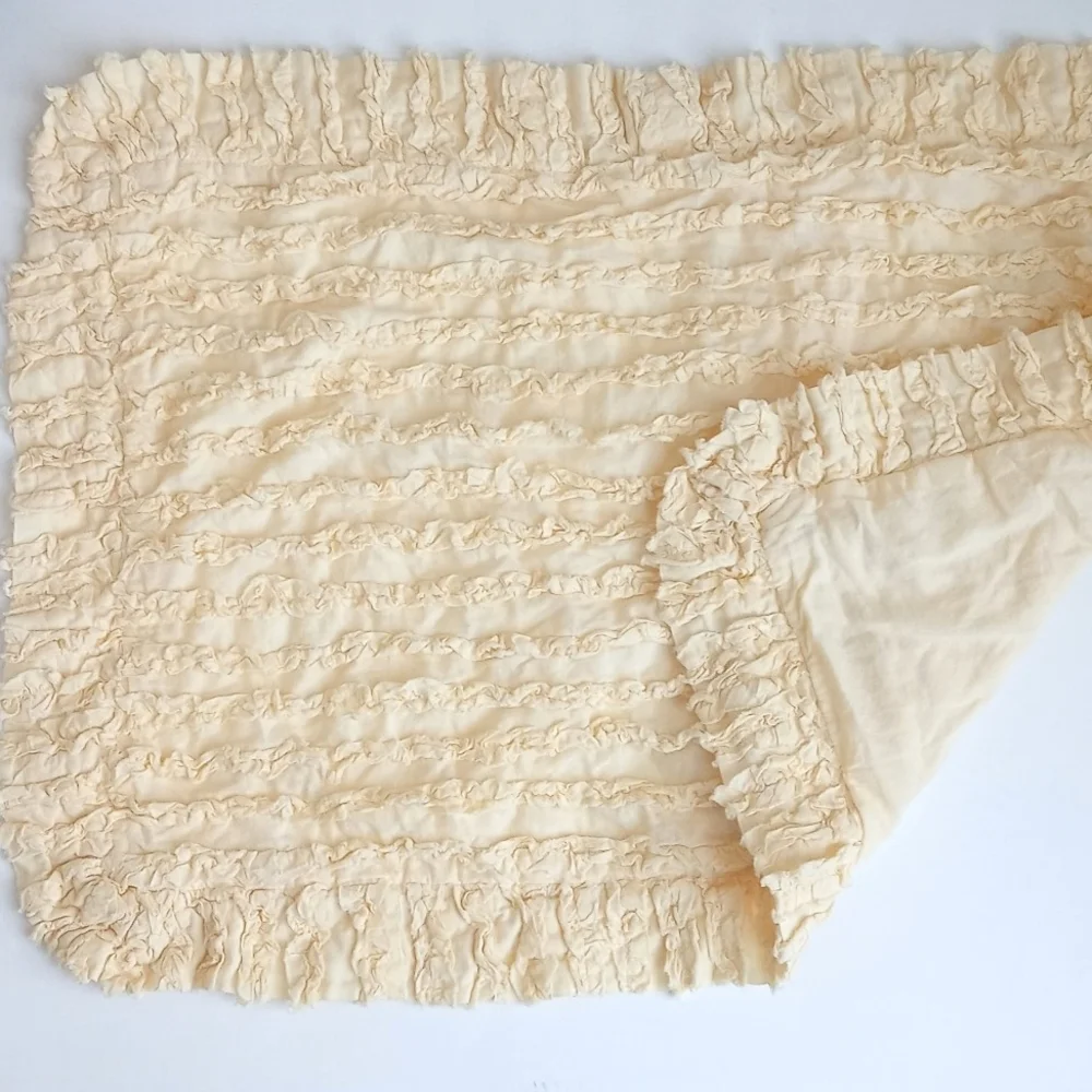 Shabby Chic Style Soft Butter Yellow Ruffled Twin Travel Pillow Sham *Super Cute